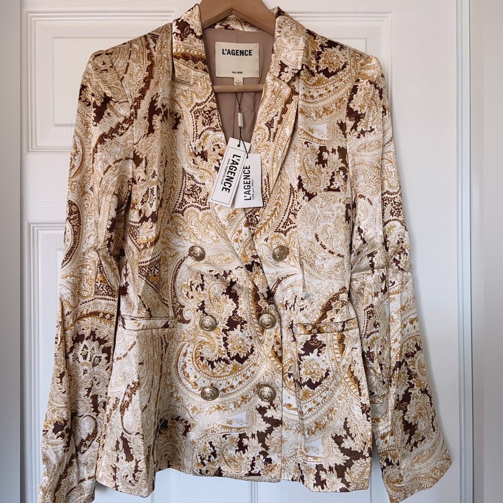 NWT $695 L'Agence Colin Paisley Double Breasted Blazer - Picture 7 of 12